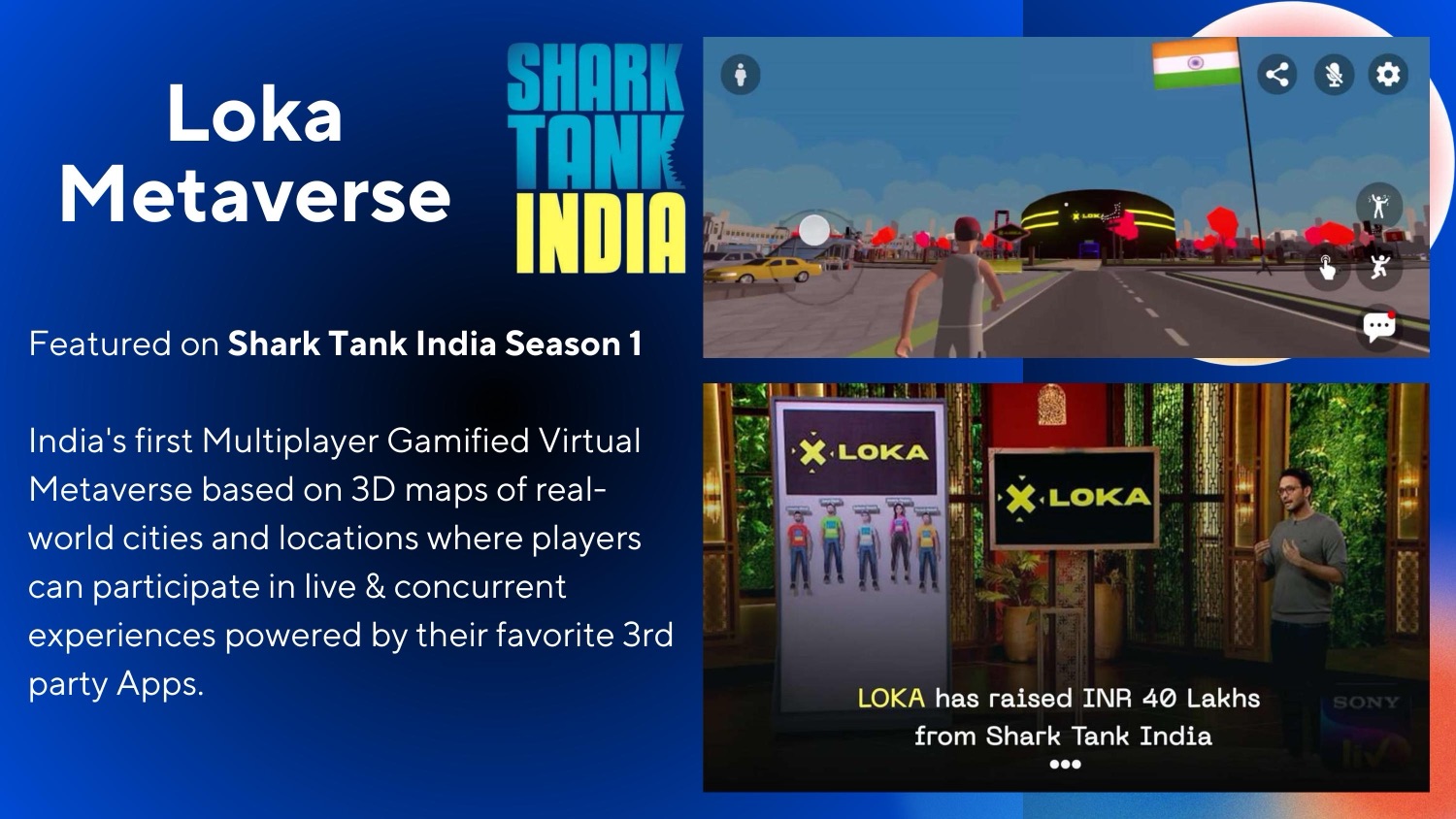 Loka Metaverse gameplay and Shark Tank India feature