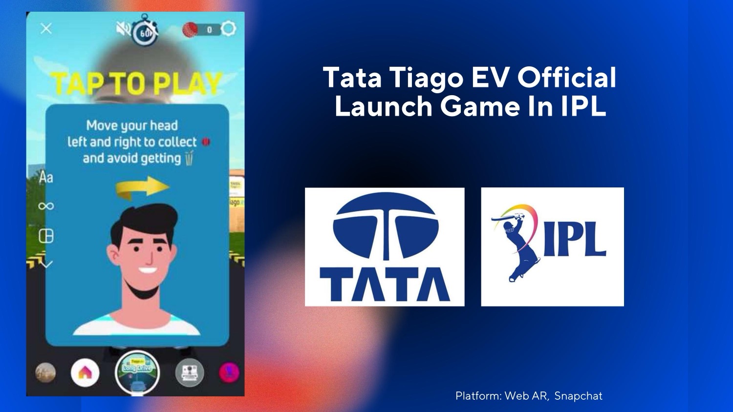 Tata Tiago EV augmented reality launch game for IPL